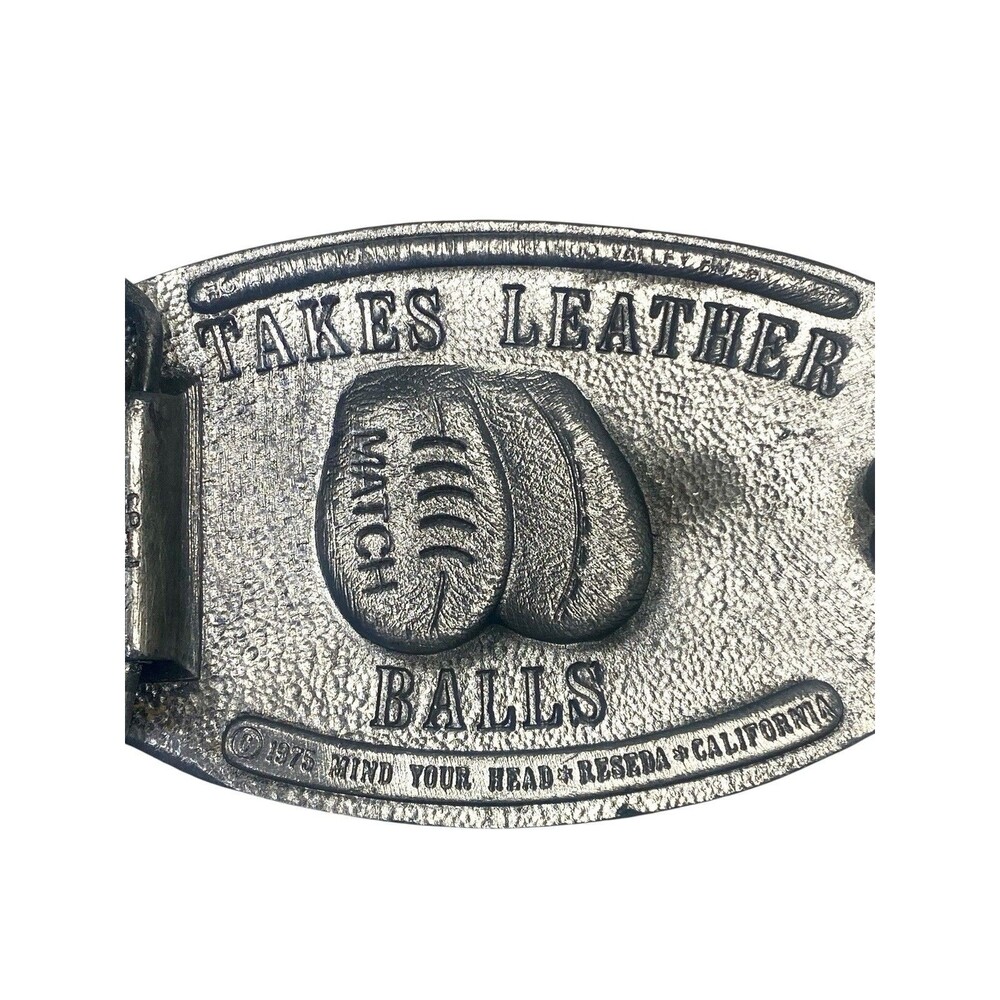 1975 Rugby Belt Buckle Mind Your Head, Takes Leather Balls Match California - Picture 3 of 4